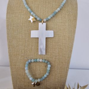 Conjunto Cruz de Nácar con Pulsera IV